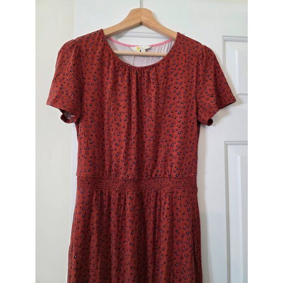 Boden Evangeline Burnt Orange Rust Floral Soft Jersey Dress - NWT - Size 6R - Picture 4 of 9